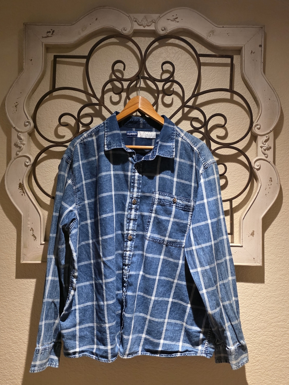 Old Navy Blue Plaid Button-Down Shirt